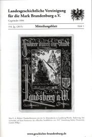 Mitteilungsblatt der Landesgeschichtlichen Vereinigung für die Mark Brandenburg e. V. 116. Jhg, Nr. 1(2015)