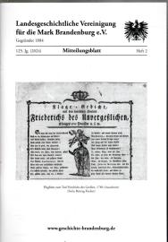 Mitteilungsblatt der Landesgeschichtlichen Vereinigung für die Mark Brandenburg e. V. 125. Jahrgang, Nr. 2(2024)