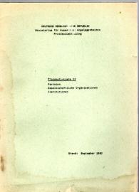 Protokoll-Liste II: Parteien - Gesellschaftliche Organisationen - Institutionen . Stand: September 1980