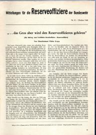 Mitteilungen für die Reserveoffiziere der Bundeswehr Nr. 10 - Okt. 1960