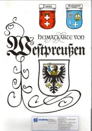 Heimatkarte von Westpreußen. mit 57 Stadtwappen, einem farbigen Plan von Marienburg, Innenstadtplan der Städte Thorn und Elbing 1 : 400.000 - Mit Ortsverzeichnis - alle Orte in deutsch und polnisch